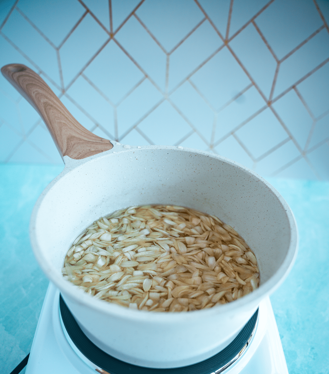 Steeping orange blossoms in water