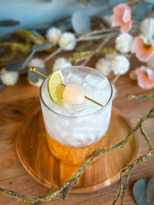 White Lotus Cocktail recipe- Lychee Elderflower Gin and Tonic