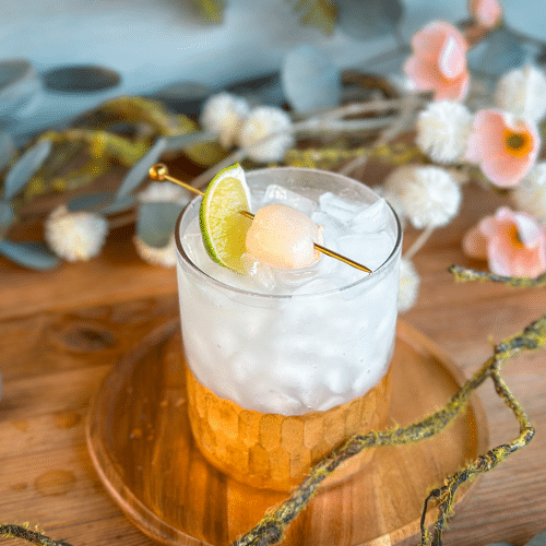 White Lotus Cocktail recipe- Lychee Elderflower Gin and Tonic