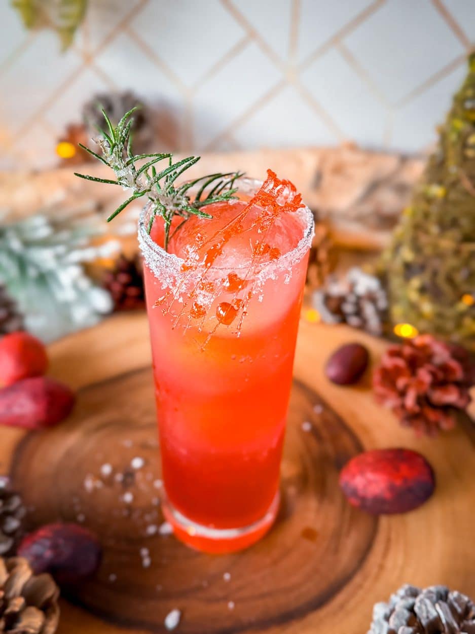 cranberry rosemary gin smash cocktail recipe