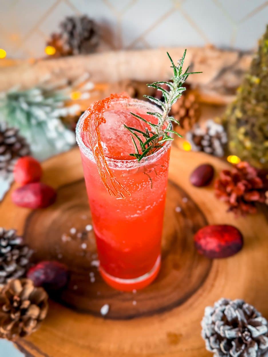 cranberry rosemary gin smash cocktail recipe