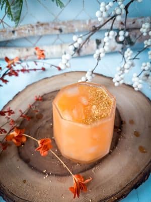 Persimmon Ginger Smash cocktail recipe