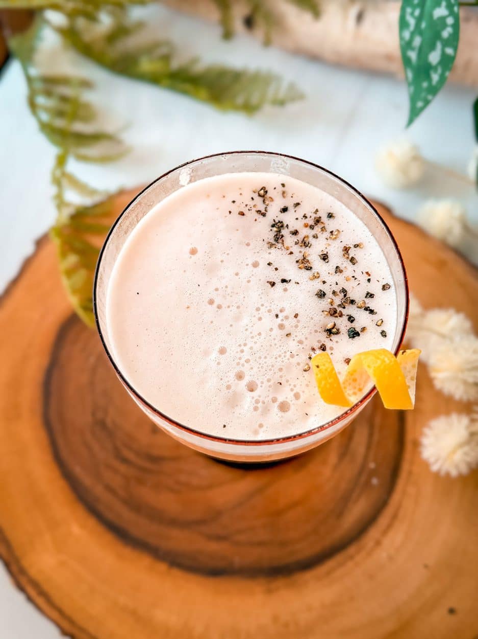 Plum and Peppercorn Gin Sour cocktail recipe