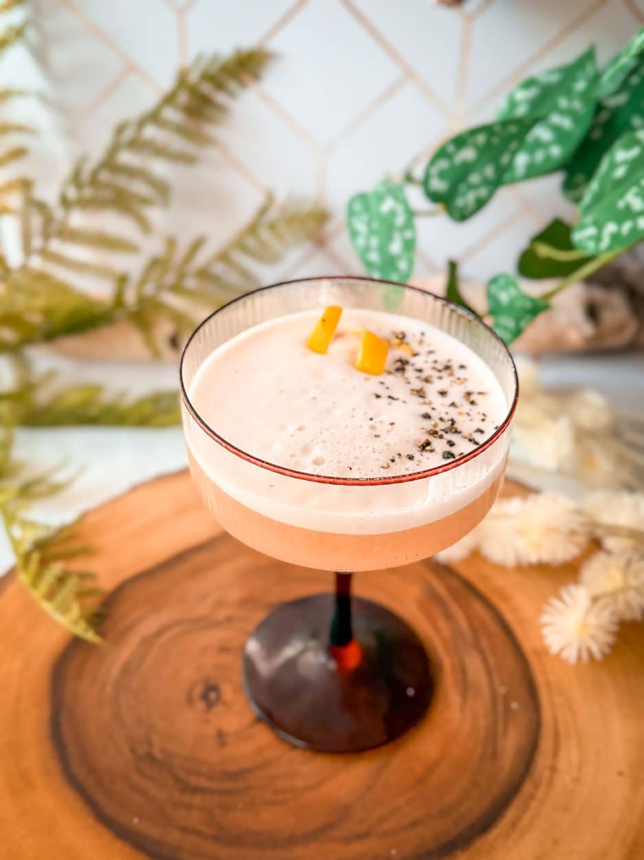 Plum and Peppercorn Gin Sour cocktail recipe