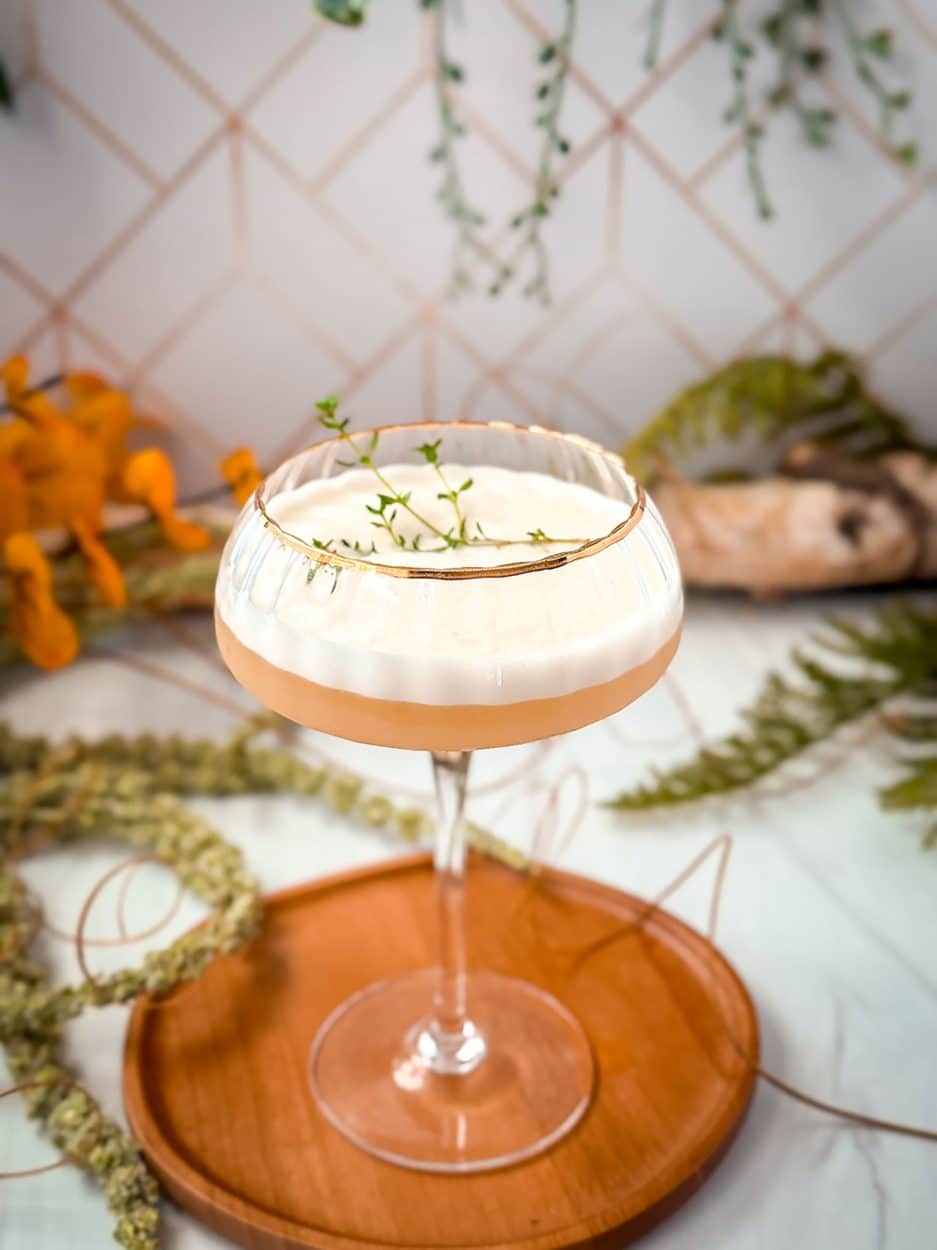 Thyme Fig Whiskey Sour cocktail recipe