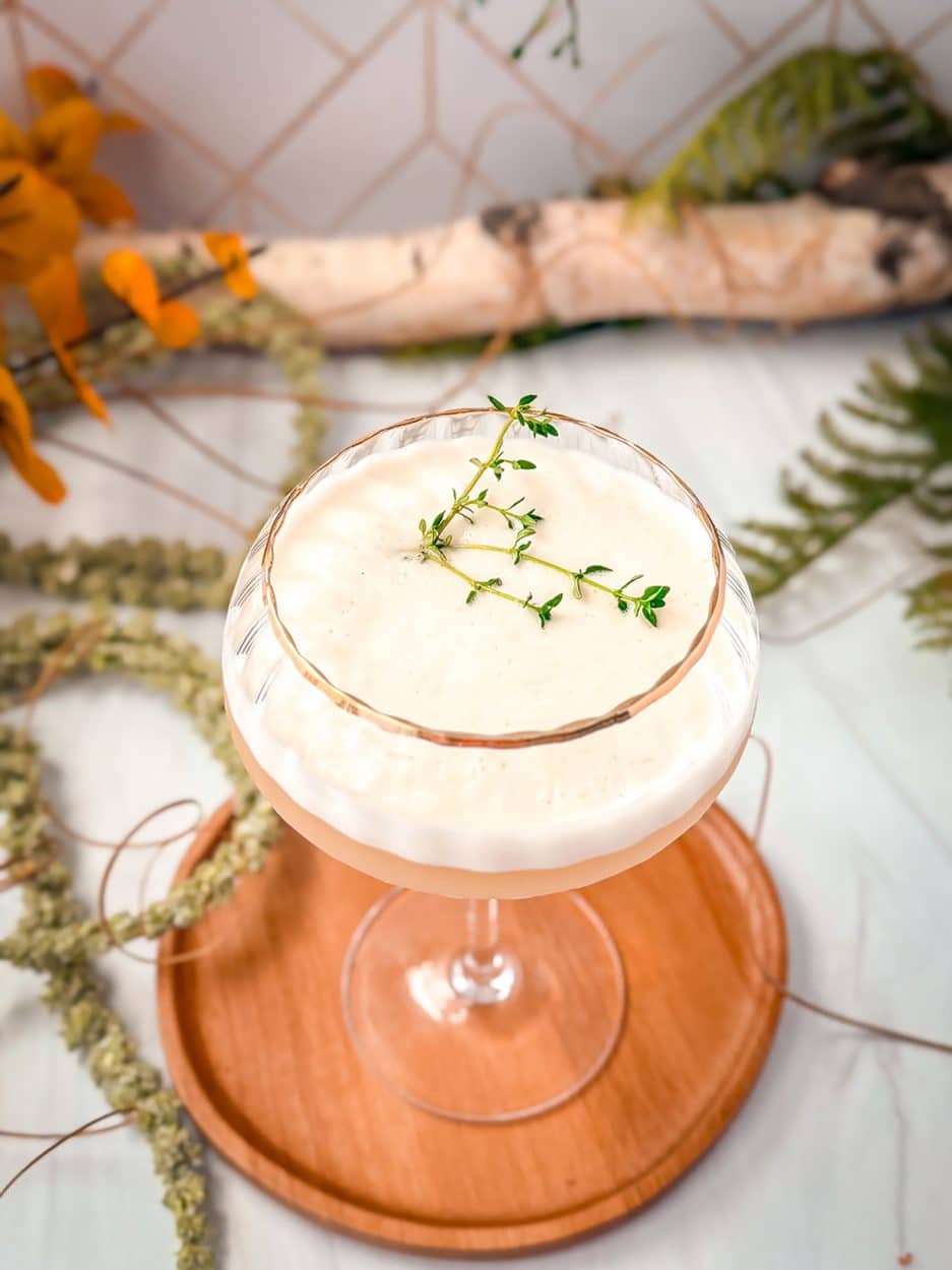 Thyme Fig Whiskey Sour cocktail recipe