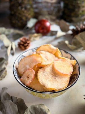 candied apple slices and sugared apple chips