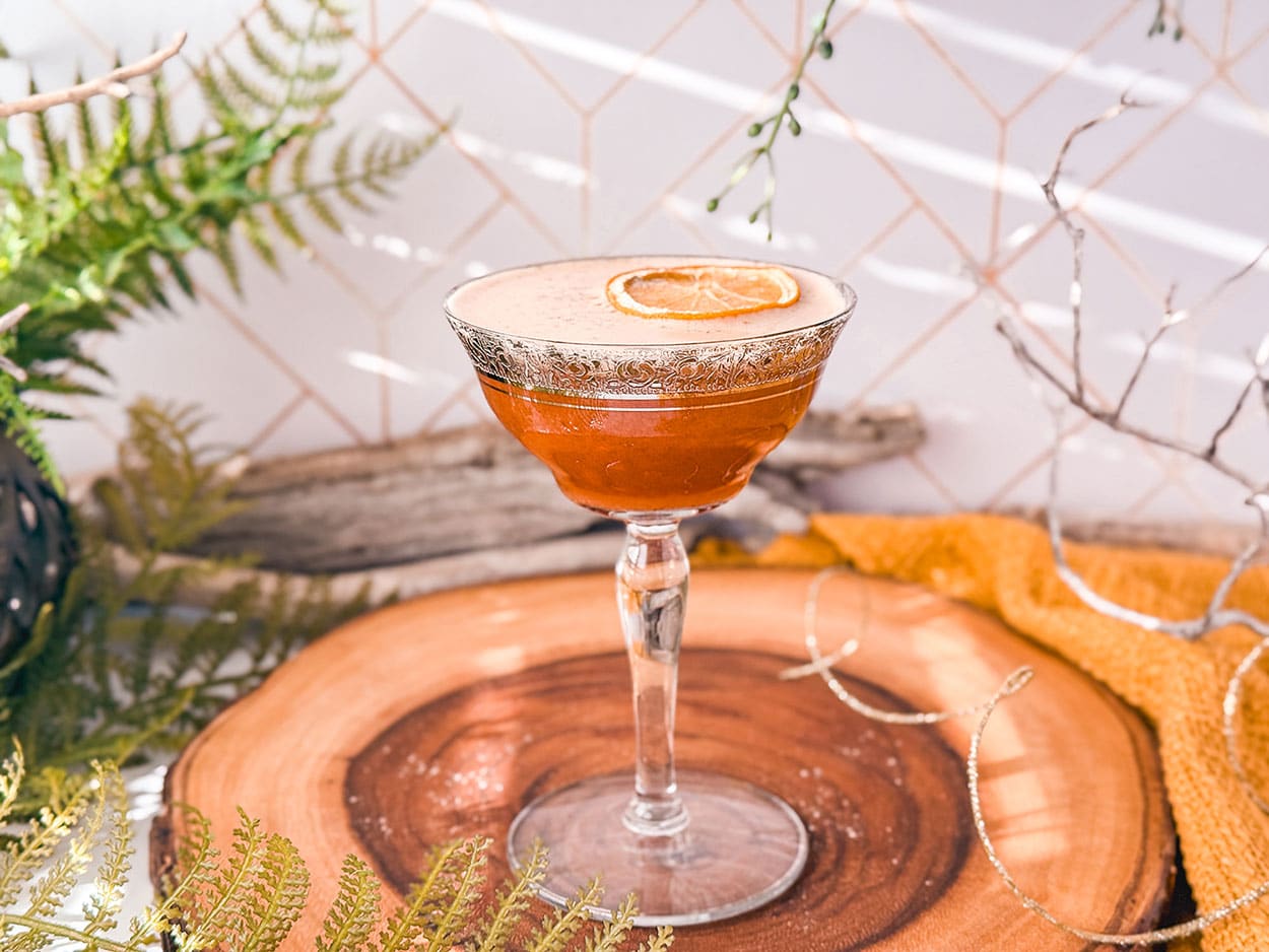 Date Cardamom Whiskey Sour cocktail recipe