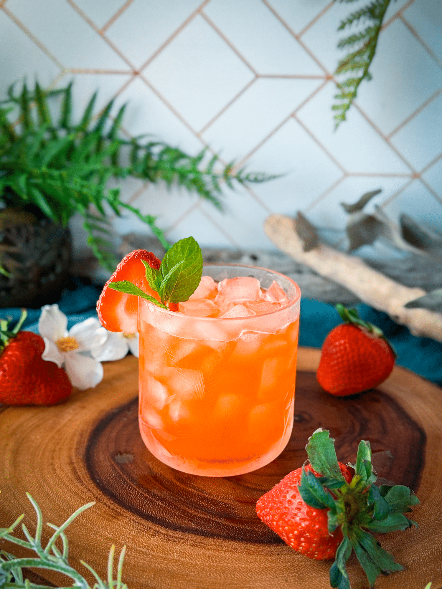 Strawberry Sakura Smash cherry blossom cocktail recipe