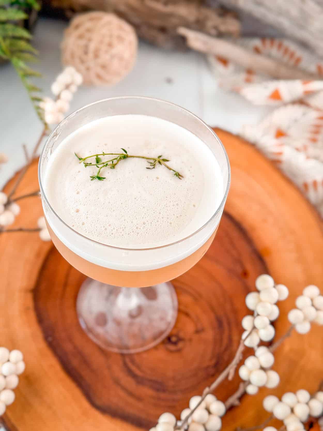 Thyme Maple Whiskey Sour cocktail recipe