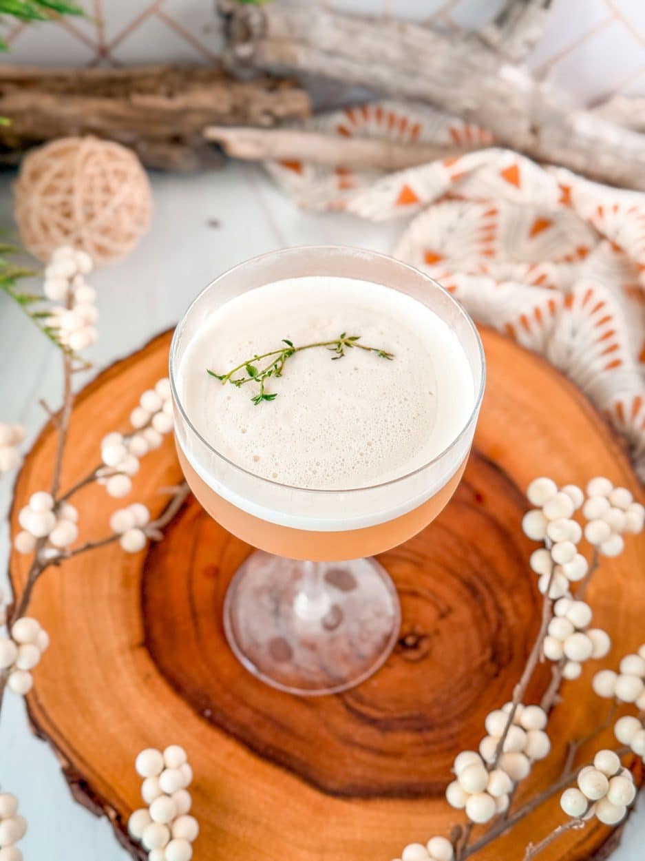 Thyme Maple Whiskey Sour cocktail recipe