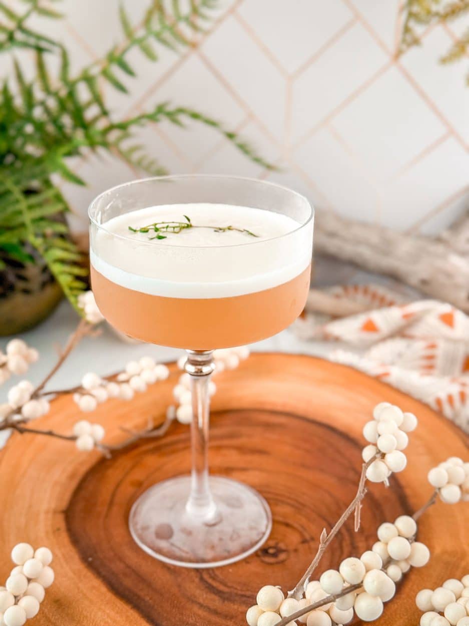 Thyme Maple Whiskey Sour cocktail recipe