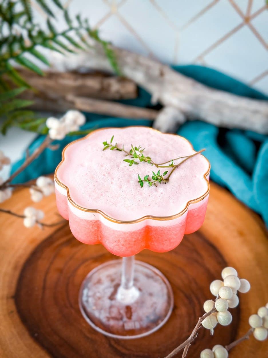 Thyme Raspberry Gin Sour cocktail recipe