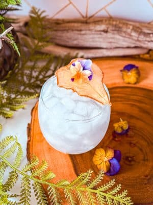 Violet Pear Fizz cocktail recipe
